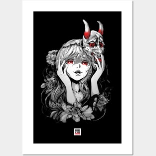 Oni Mask Japanese Yandere Girl Posters and Art